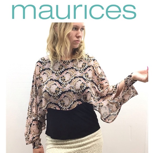 Maurices Layered Faux Angel Sleeve Top Small - Picture 1 of 13